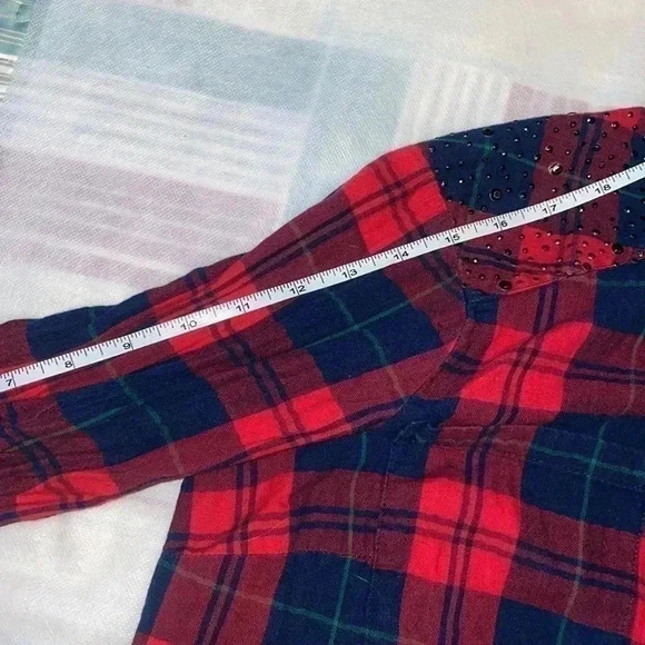 Plaid style 100% cotton shirt 👚 perfect for leggings for a spring &summer  time - Picture 6 of 13